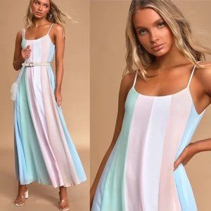 Lulus Days to Remember Pastel Stripe Maxi Dress-S-Fairycore Coastal Event NWT